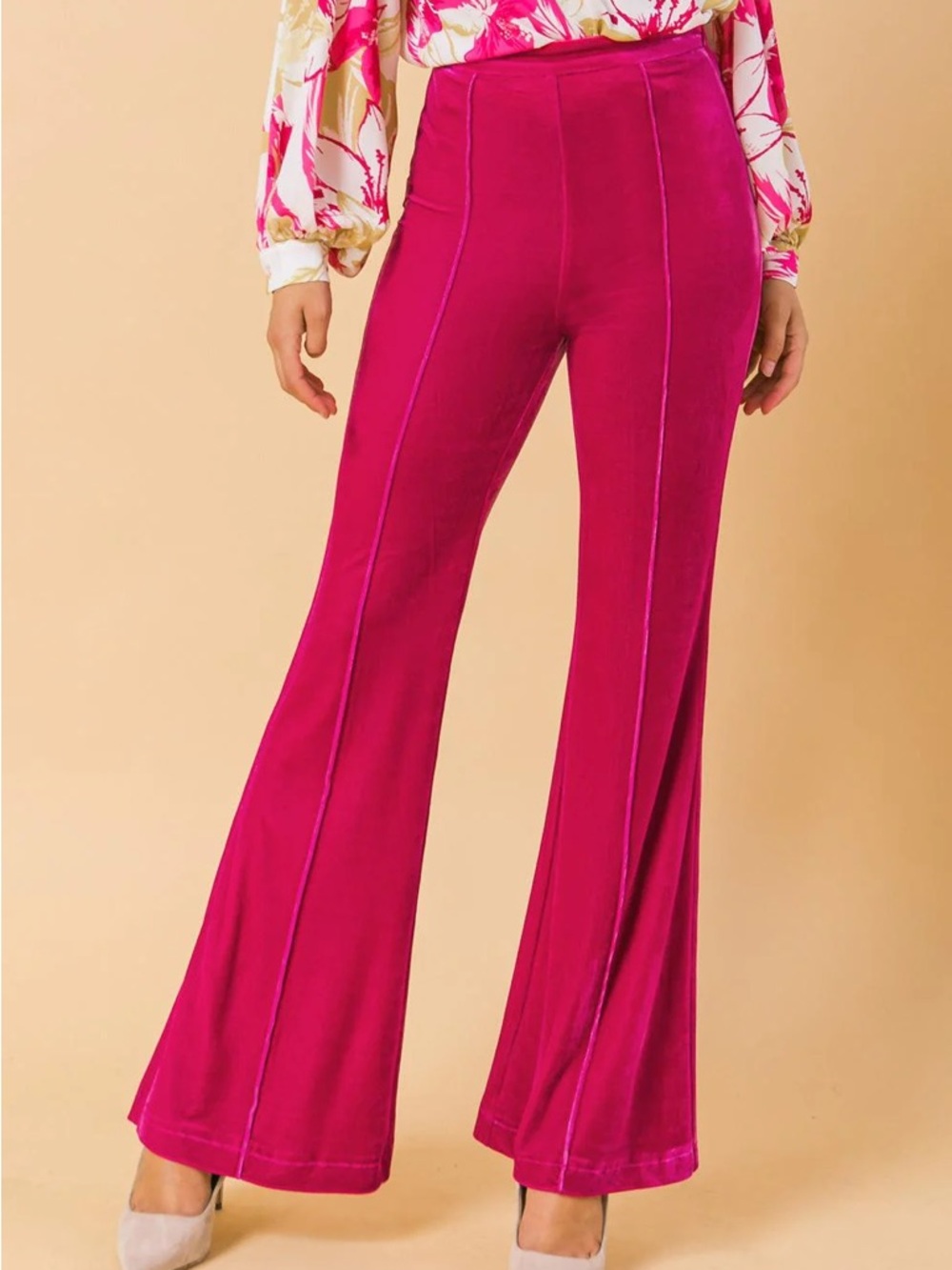Flying tomato high rise hot pink velvet flares